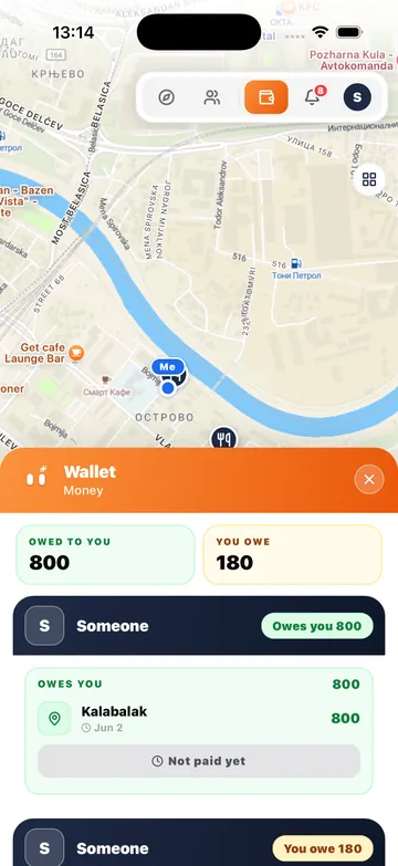 KKSJ wallet with who owes whom