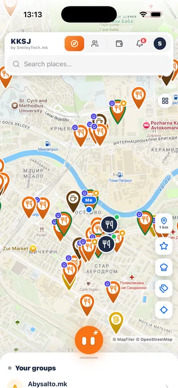 KKSJ map of the places nearby