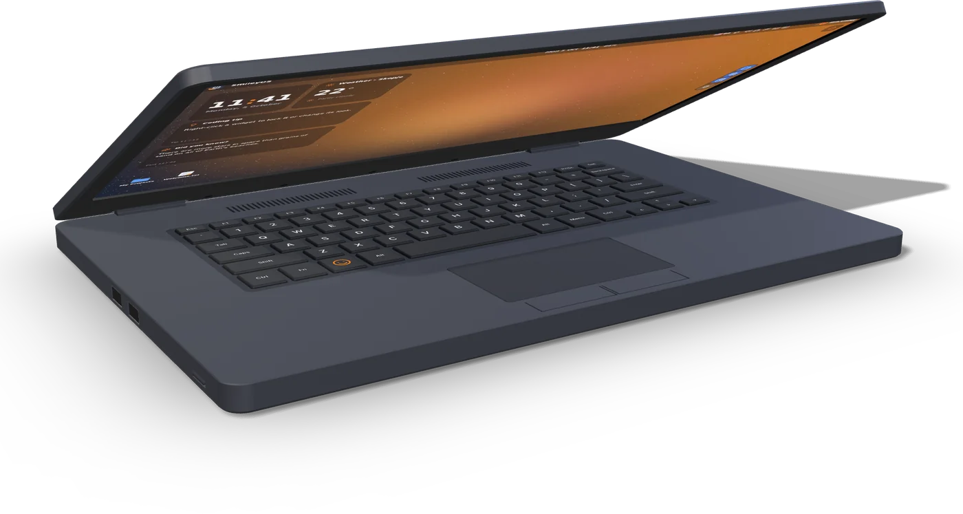 SBOOK laptop running SmileyOS