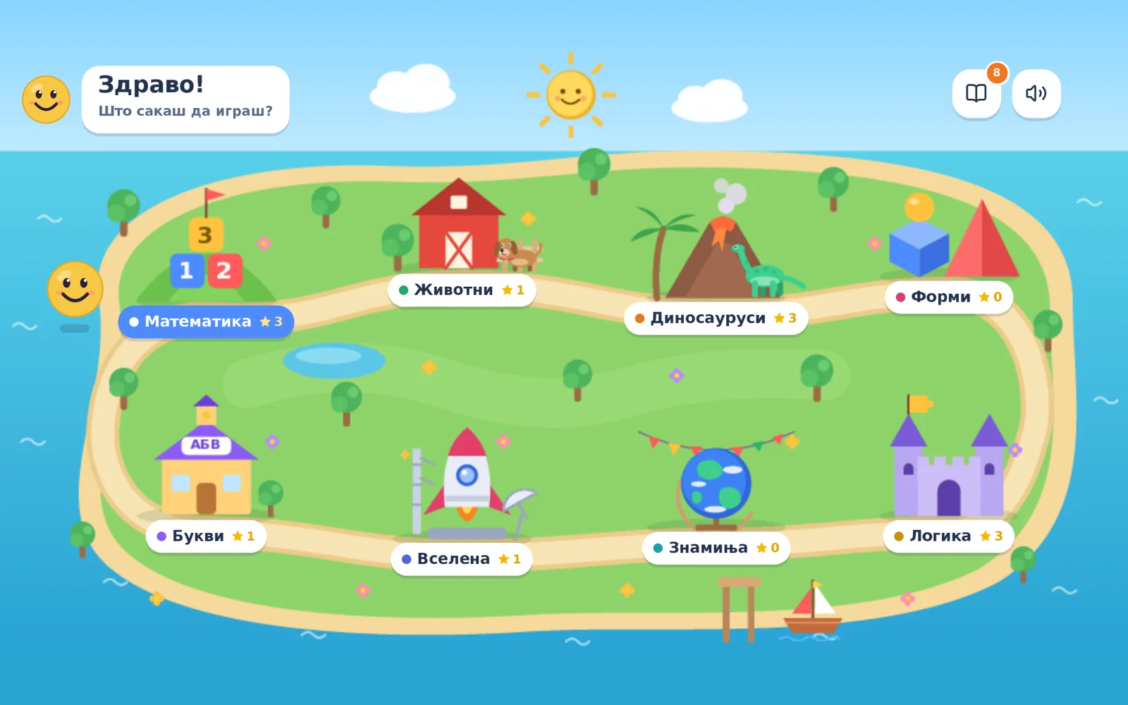 Островот Kidly со осум светови игри