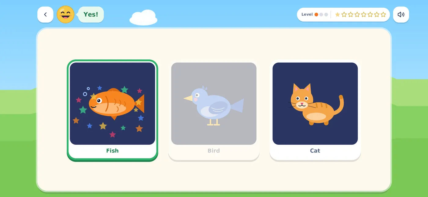 A picture quiz about animals in Kidly