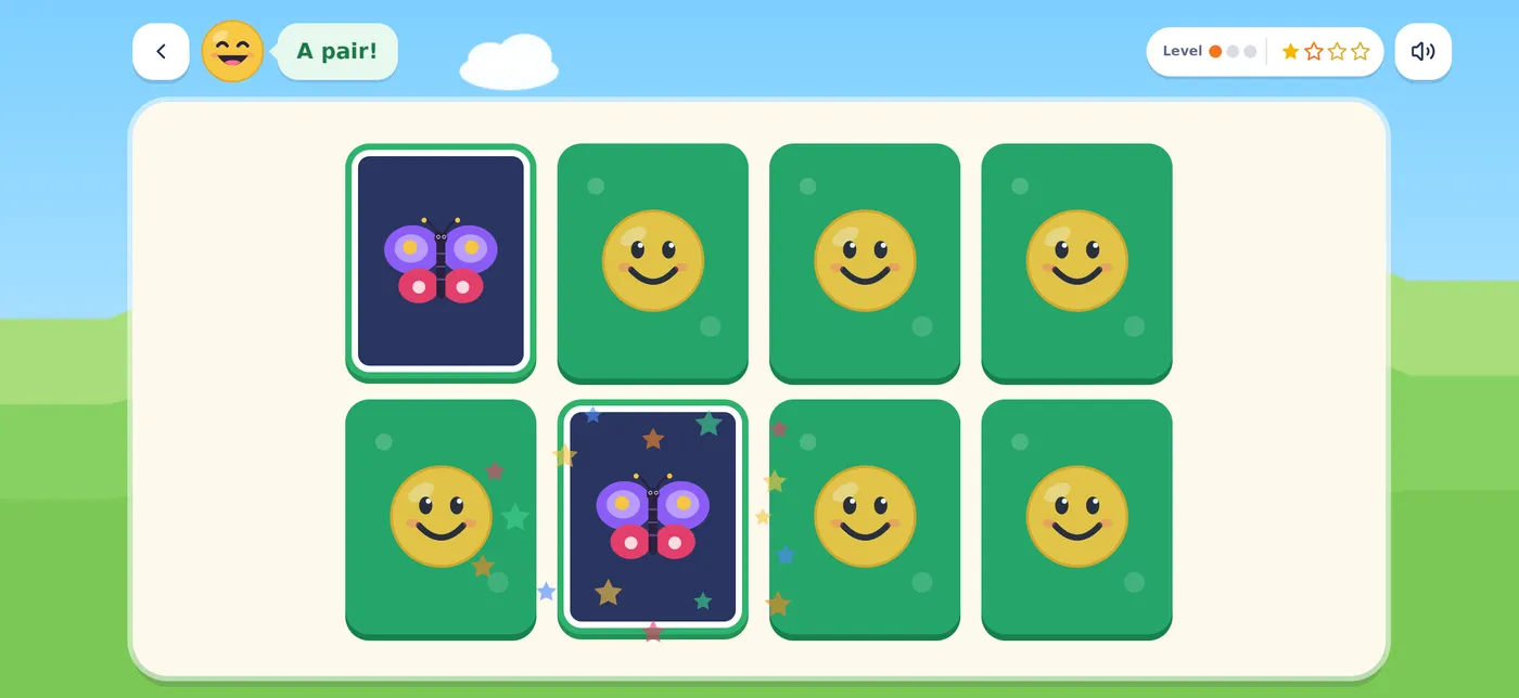 The memory game in Kidly