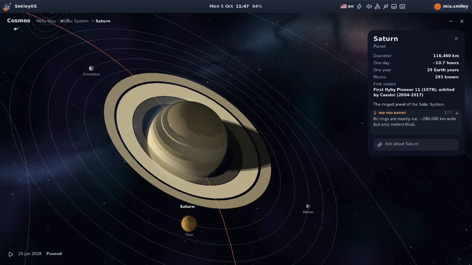 SmileyOS screenshot: Cosmos: Saturn