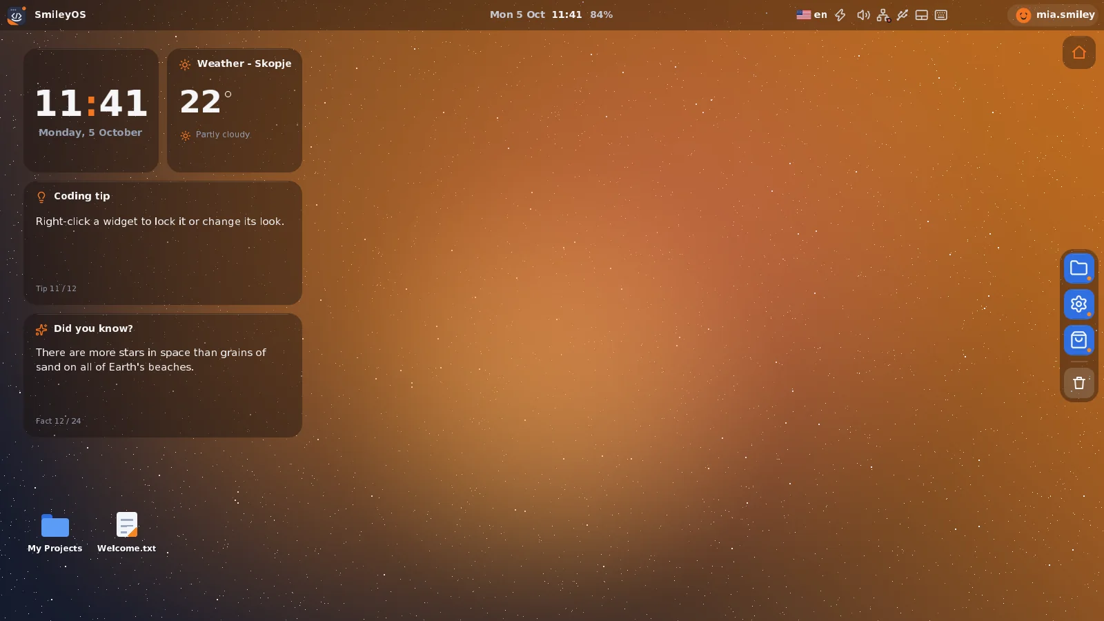 The SmileyOS desktop