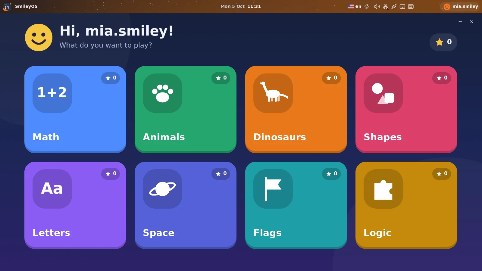 SmileyOS screenshot: Kidly