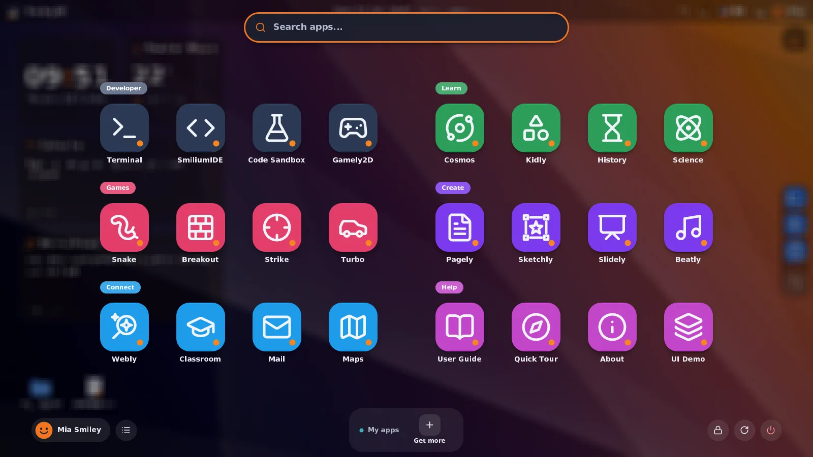 SmileyOS screenshot: App launcher